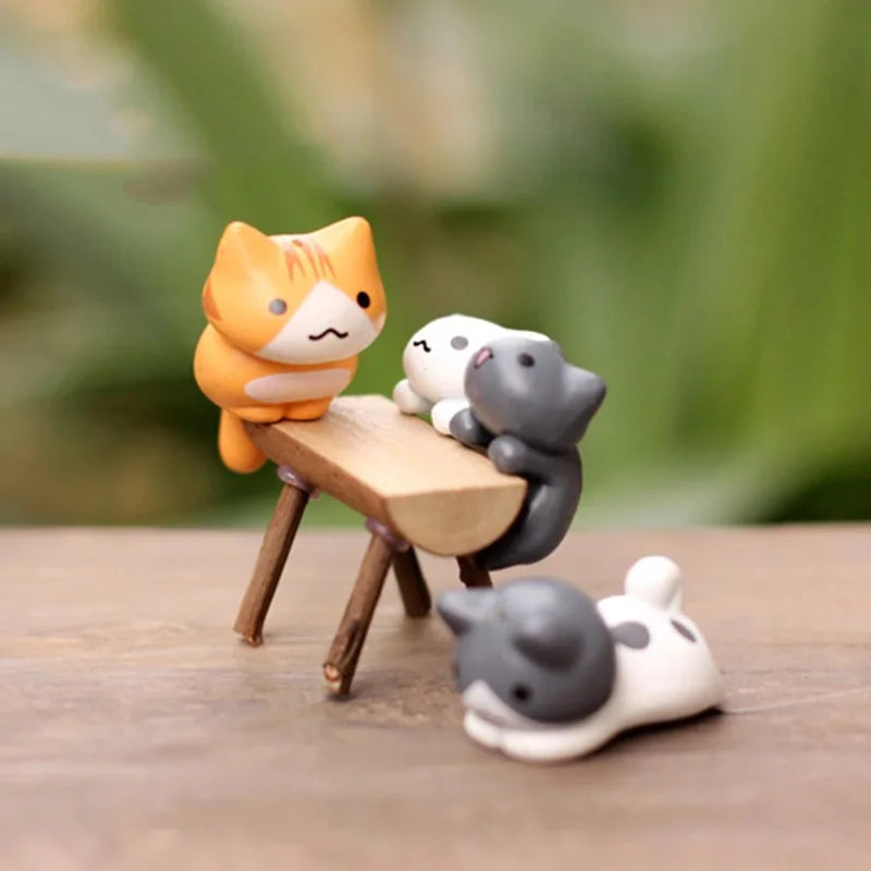 6-Piece Lucky Cat Miniature Figurines – Bonsai Garden Decor Miniature Figurine Set Axl