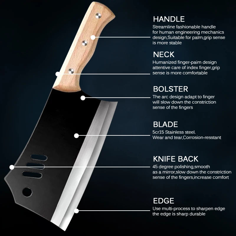 Dual-Purpose Cleaver – High Carbon Steel Kitchen Chopping Knife Kitchen Cleaver Knife Axl