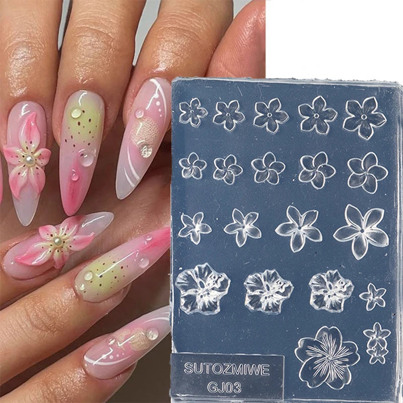 Frangipani Silicone Nail Art Mold – Flower Manicure Template Nail Art Mold Axl