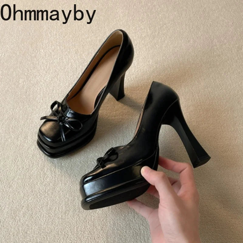 Women's Vintage Chunky Platform Loafers | Slip-On Dress Pumps Platform Dress Pumps Axl