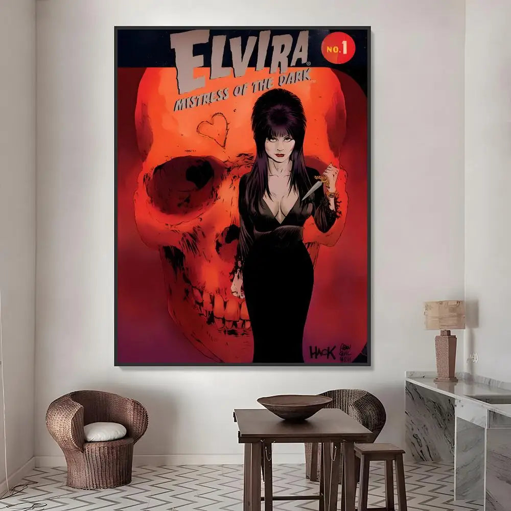 Elvira Mistress of the Dark HD Waterproof Poster Sticker Wall Poster Sticker Axl White07 40X50cmNoframe