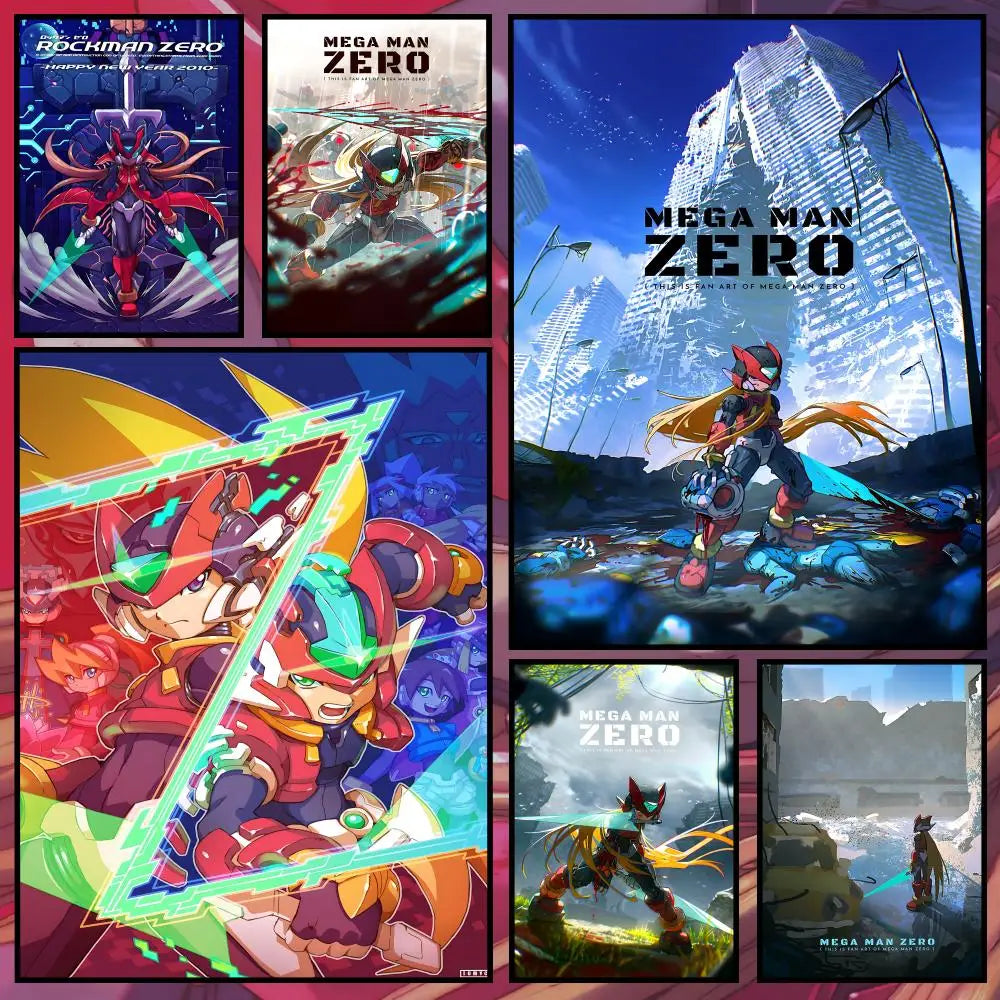 Mega Man Zero Self-Adhesive Wall Poster – HD Waterproof Art Wall Art Poster Axl