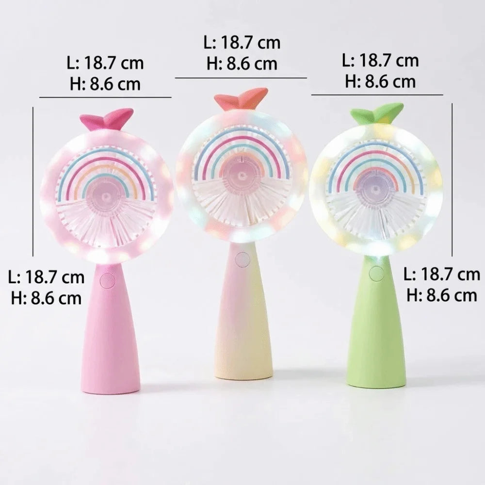 Handheld Mini Fan with Rainbow LED Light – USB Rechargeable Handheld Mini Fan Axl