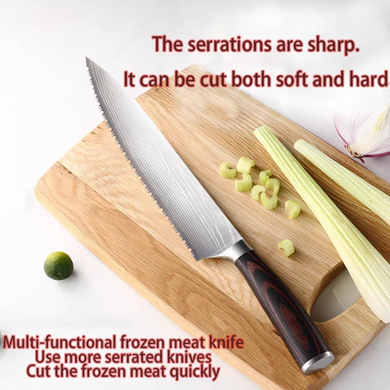 8-Inch Serrated Stainless Steel Bread & Kitchen Knife Serrated Kitchen Knife Axl