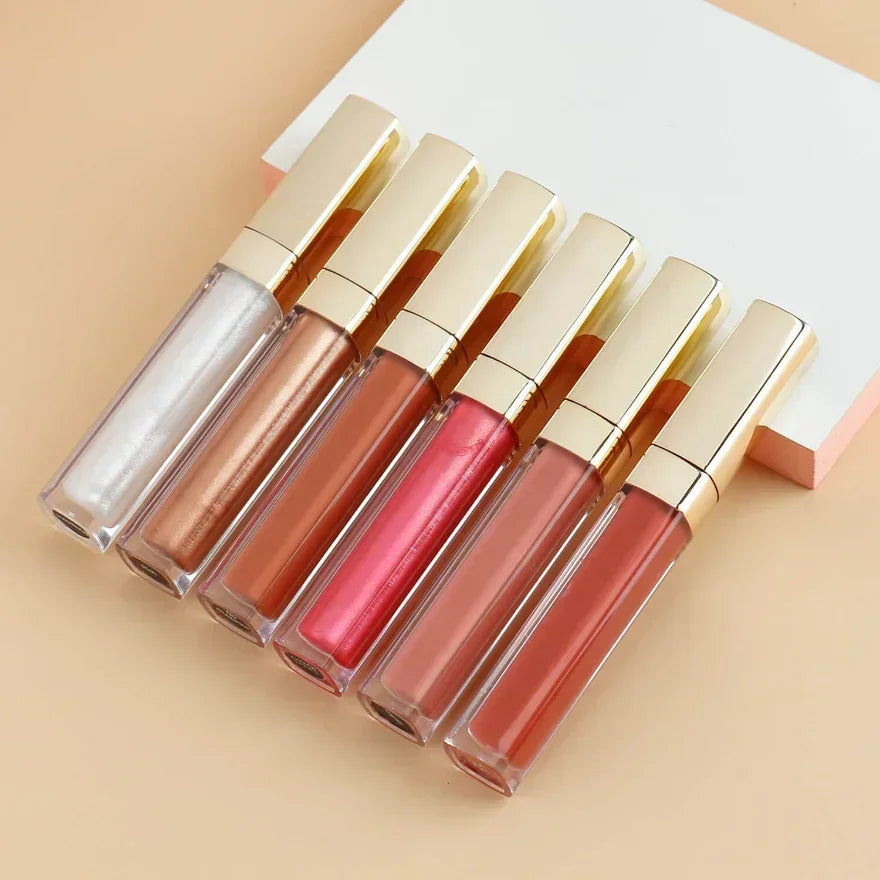 Vegan Matte Liquid Lipstick & Clear Lip Gloss – Gold Tube Wand Liquid Lipstick Axl