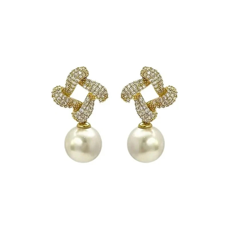 Huitan Pearl & Cubic Zirconia Drop Earrings | Women's Jewelry Drop Earrings Axl