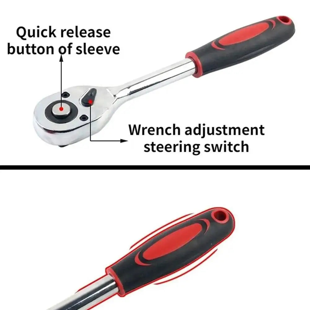 Quick Ratchet Wrench 1/4" 3/8" 1/2" Chrome Vanadium Steel Tool Ratchet Socket Wrench Axl