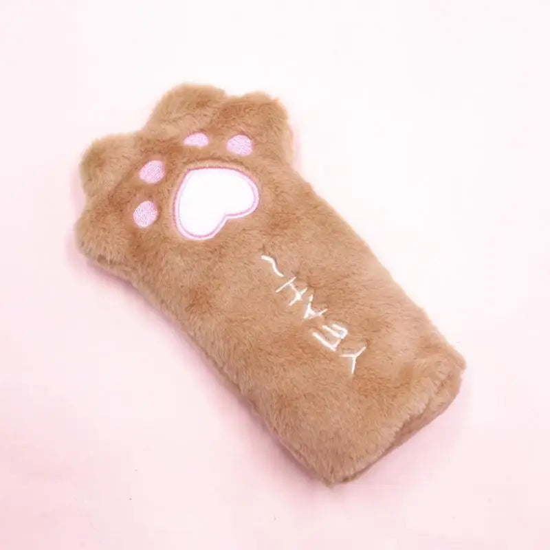 Cartoon Cat Paw Plush Pencil Case – Large Capacity Student Bag Plush Pencil Case Axl A3