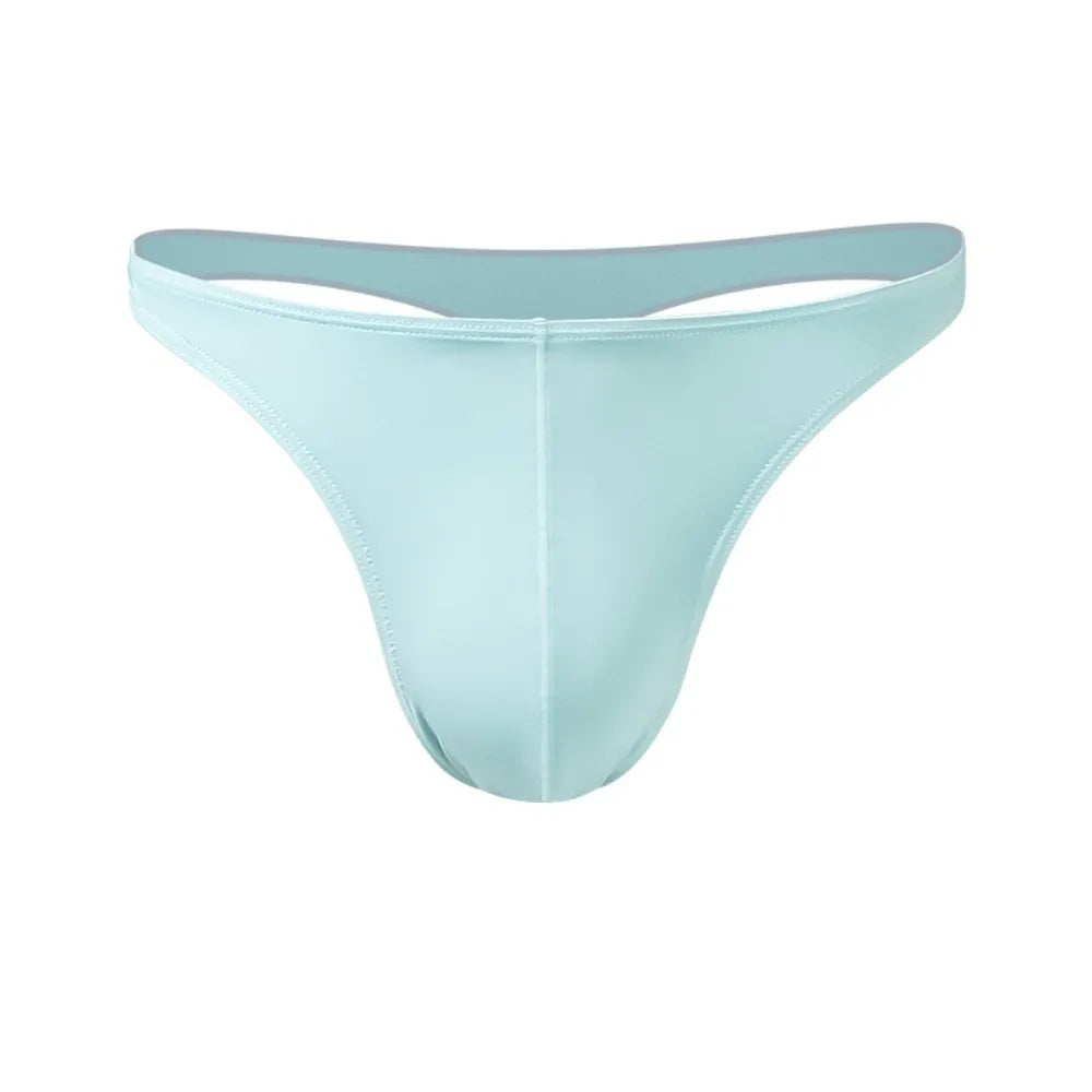 Men's Ice Silk Thong Underwear – Soft Low-Rise Nylon Briefs Men's Thong Underwear Axl Light Blue 3XL