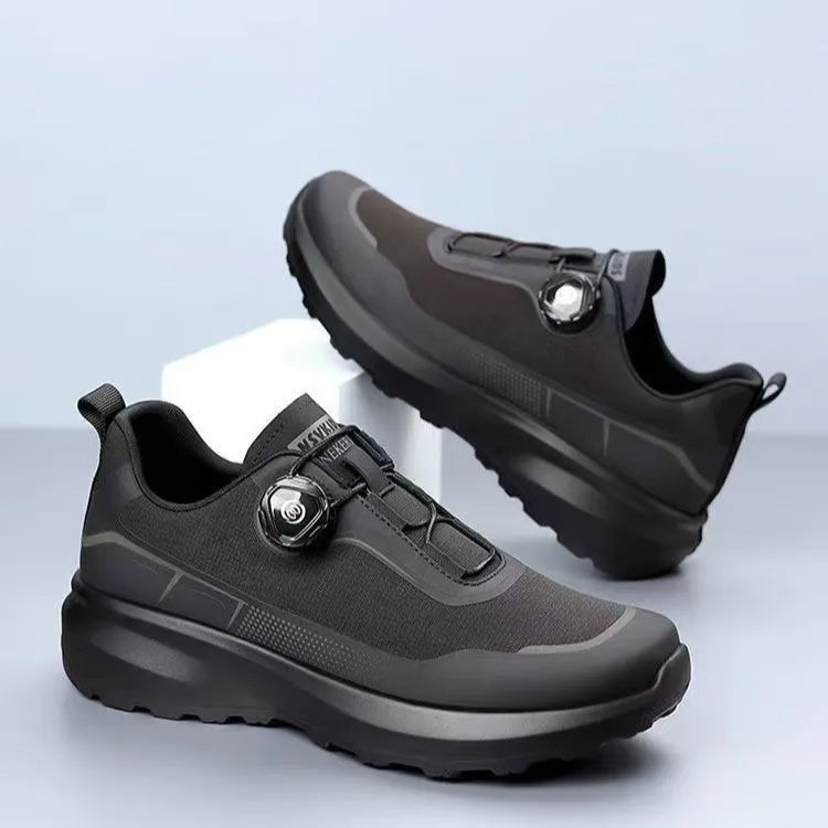 YBQJOO Men's Thick Sole Outdoor Sneakers – Waterproof Hiking Shoes Men's Outdoor Sneakers Axl Black 41