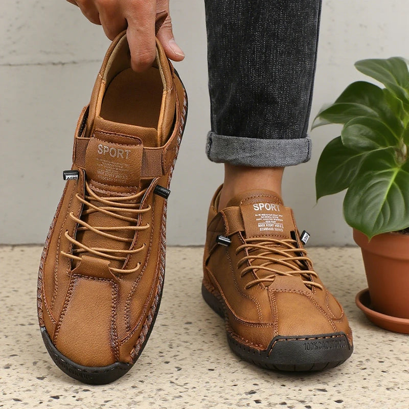 ZULIWAGN Retro Men's Leather Strap Sneakers | Casual Walking Shoes Men's Casual Sneakers Axl