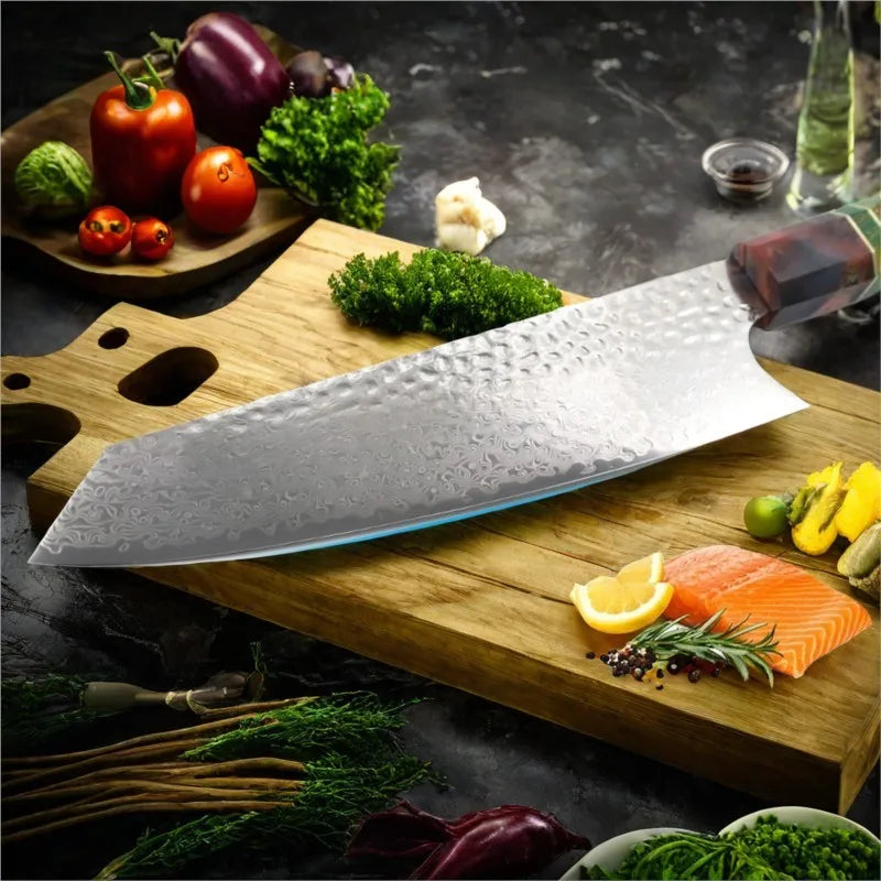 Damascus Nakiri Chef Knife – 67-Layer VG10 Steel | 8 Inch Damascus Chef Knife Axl