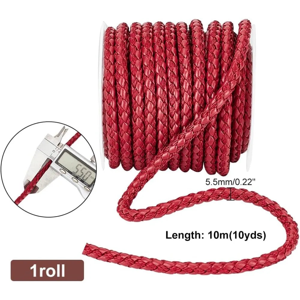 10 Yards Red Braided Leather Cord 5.5mm – DIY Jewelry Rope Leather Craft Cord Axl