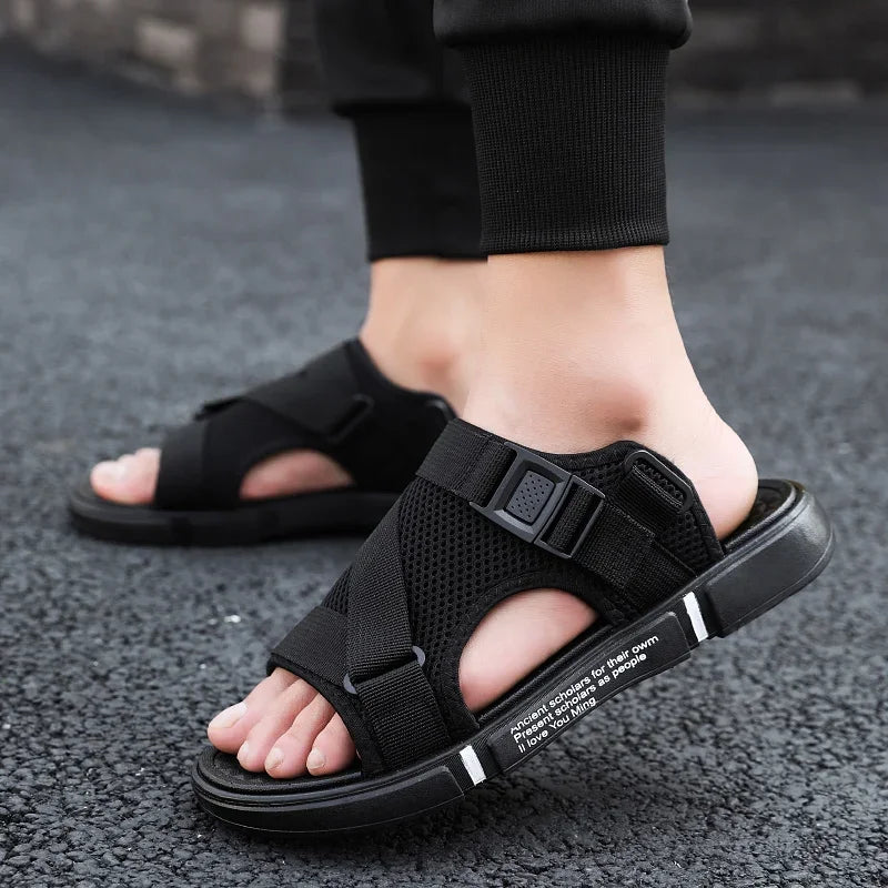 Men's Woven Gladiator Sandals – Non-Slip Beach Flat Shoes Men's Gladiator Sandals Axl black 39