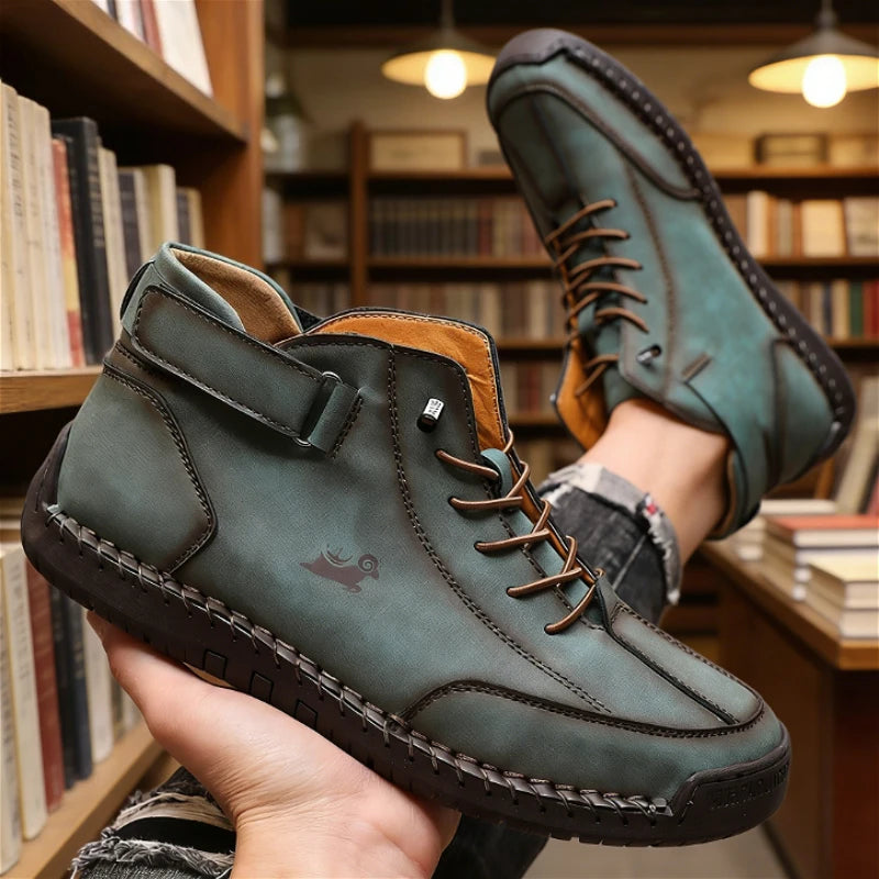 ZULIWAGN Men's Vintage Leather Lace-Up Casual Shoes | Non-Slip Men's Casual Shoes Axl