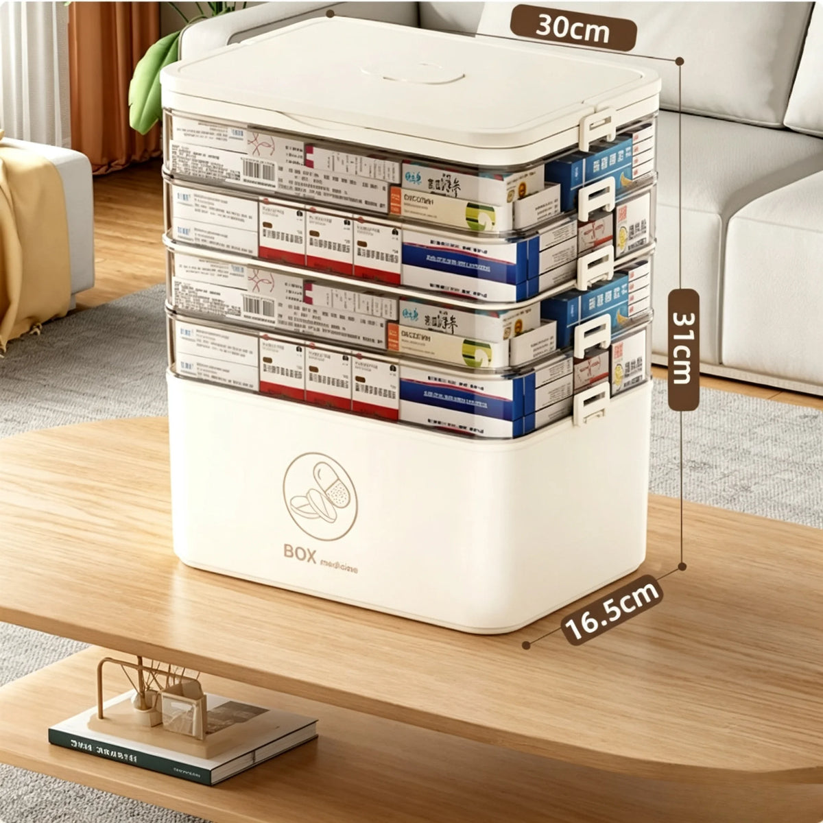 3-Tier Home Medicine Storage Box – Leak-Resistant Organizer Medicine Storage Box Axl 5-Tier Cream White As whown