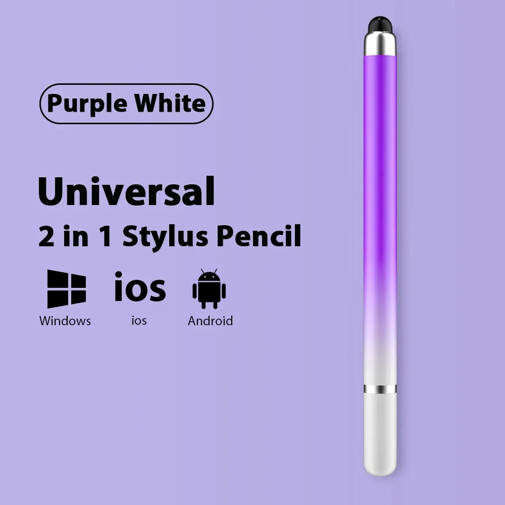 Universal 2-in-1 Stylus Pen – Disc & Silicone Tip for iPad & Tablet Tablet Stylus Pen Axl Purple White