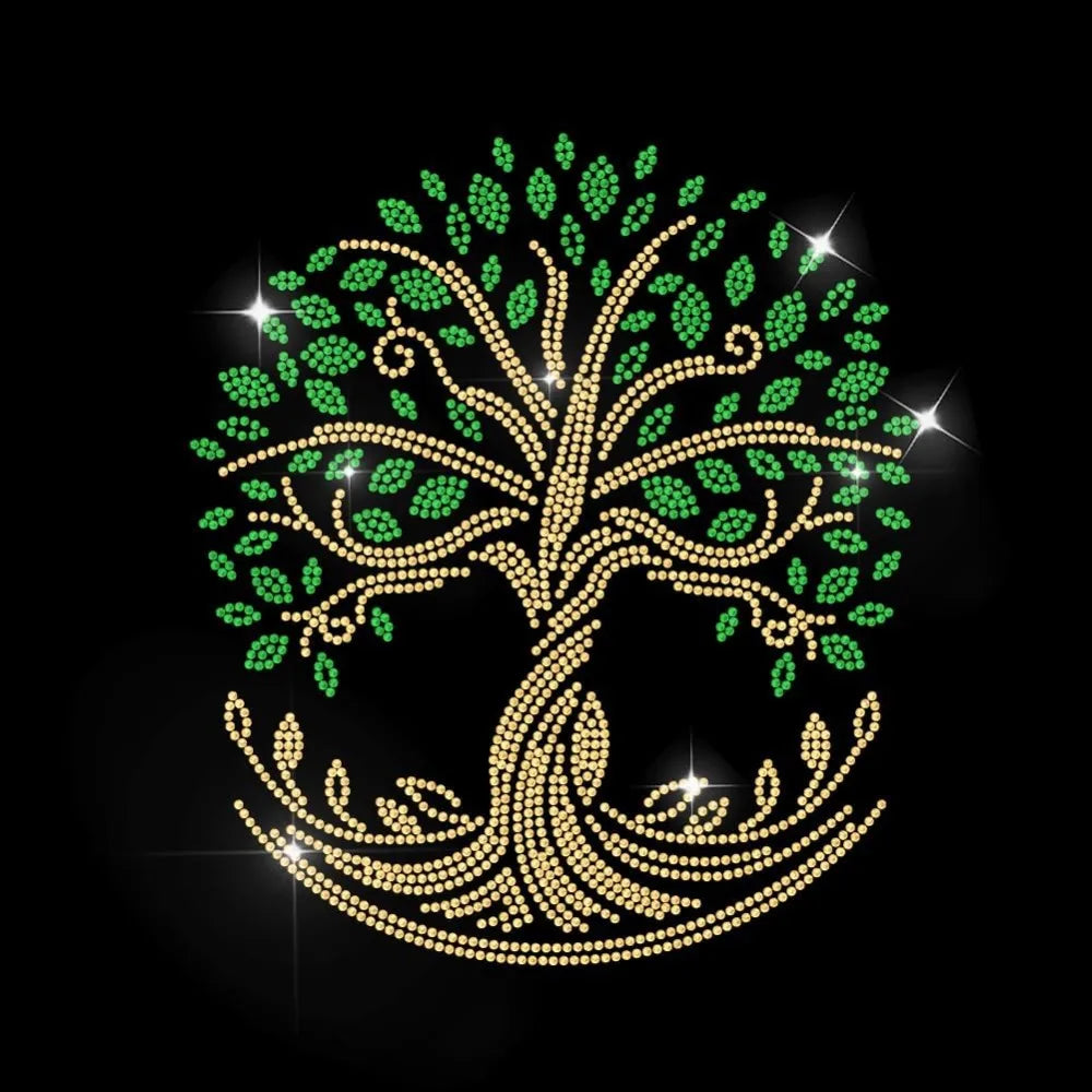 Tree of Life Glass Rhinestone Iron-On Applique Patch 11.7x8.3" Iron-On Applique Patch Axl AECH04-17732