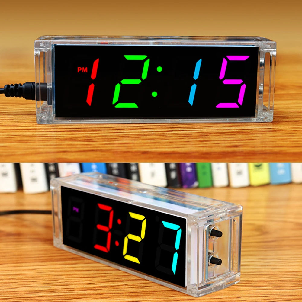 DIY Multicolor Digital Tube Clock Kit – 51 Microcontroller DIY Electronics Kit Axl