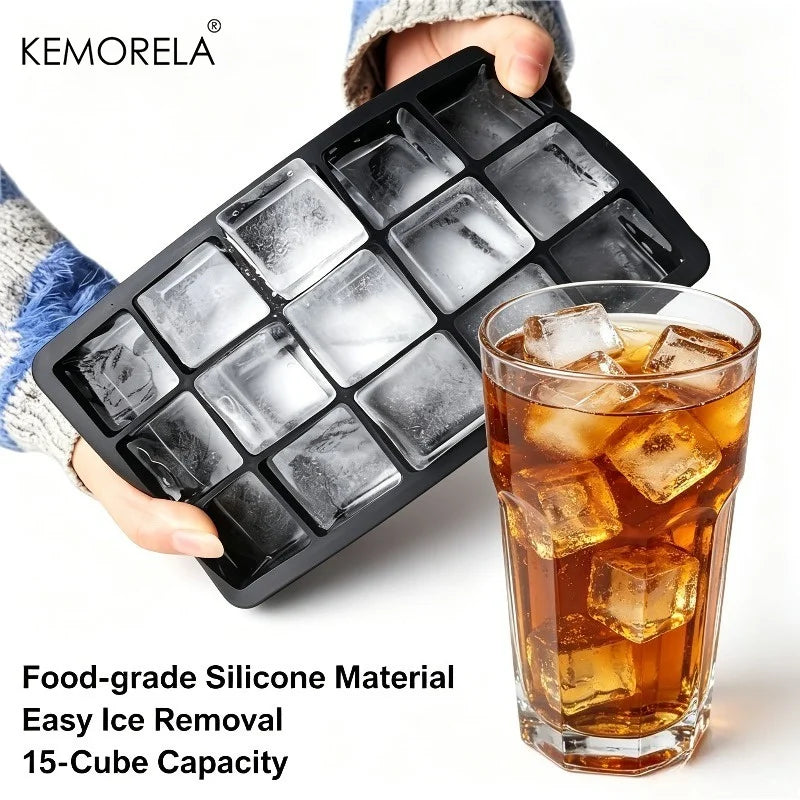 KEMORELA 15-Grid Silicone Ice Cube Tray – Large Bar Ice Mold Silicone Ice Cube Tray Axl