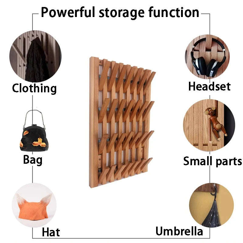 Solid Wood Wall-Mounted Coat Rack – Piano Key Hook Design Wall-Mounted Coat Rack Axl