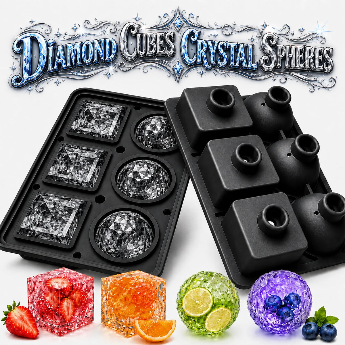 3D Diamond Silicone Ice Cube Tray 6 Cavity – Whiskey & Cocktails Silicone Ice Cube Tray Axl