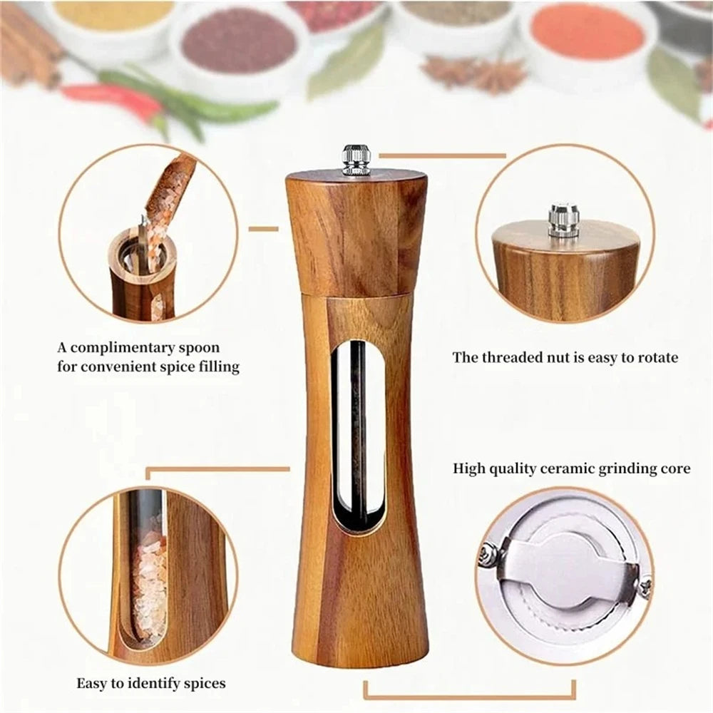 Wooden Salt & Pepper Grinder Mill Set | Adjustable Ceramic Salt & Pepper Mill Axl
