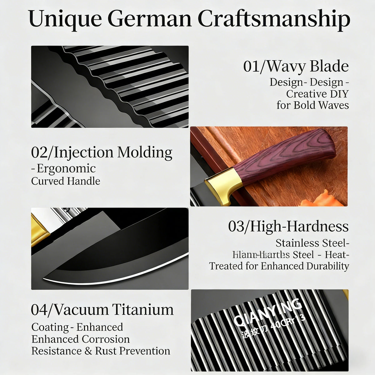 Wavy Crinkle Cut Knife – Stainless Steel Vegetable Pattern Slicer Crinkle Cut Knife Axl