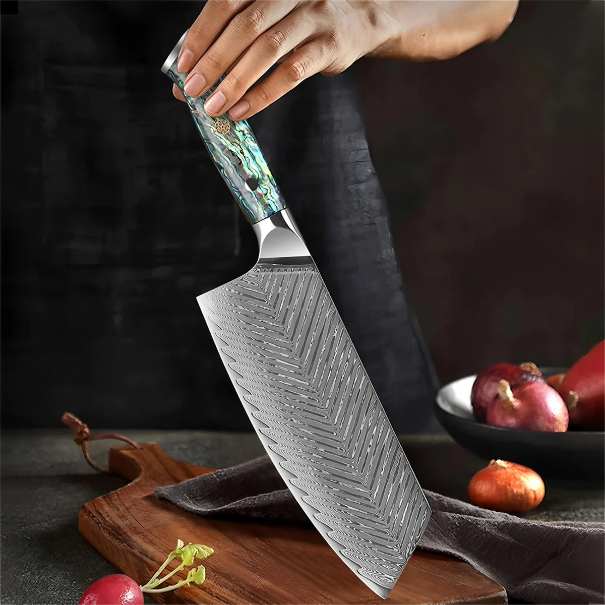 Handmade 67-Layer Damascus Steel Cleaver Knife | Kitchen Slicer Damascus Cleaver Knife Axl