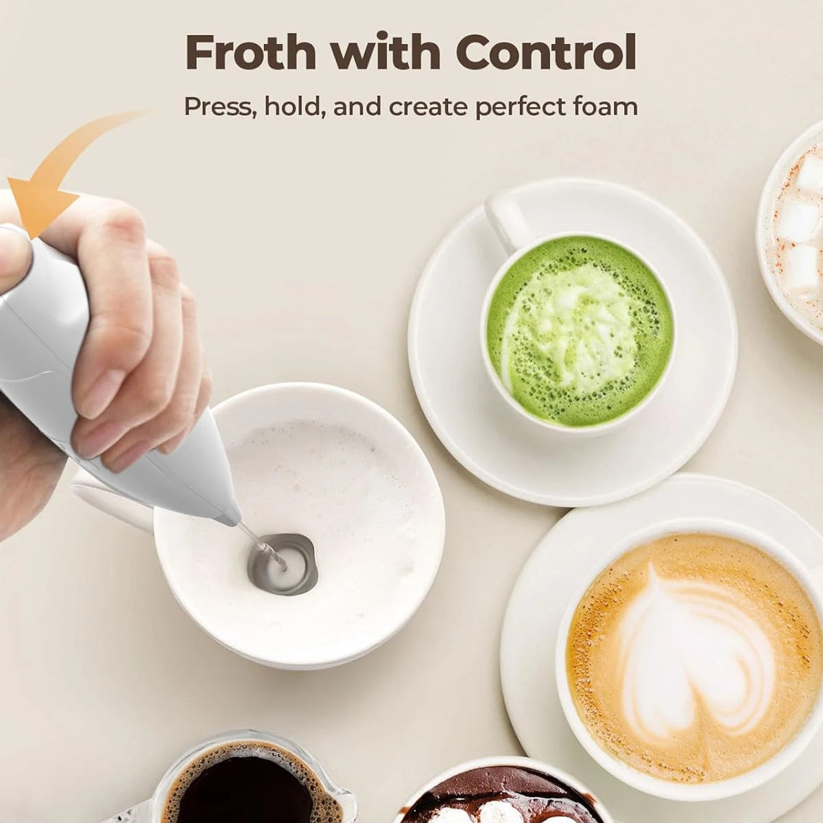 ONEKA Handheld Milk Frother – Mini Whisk for Coffee & Latte Handheld Milk Frother Axl