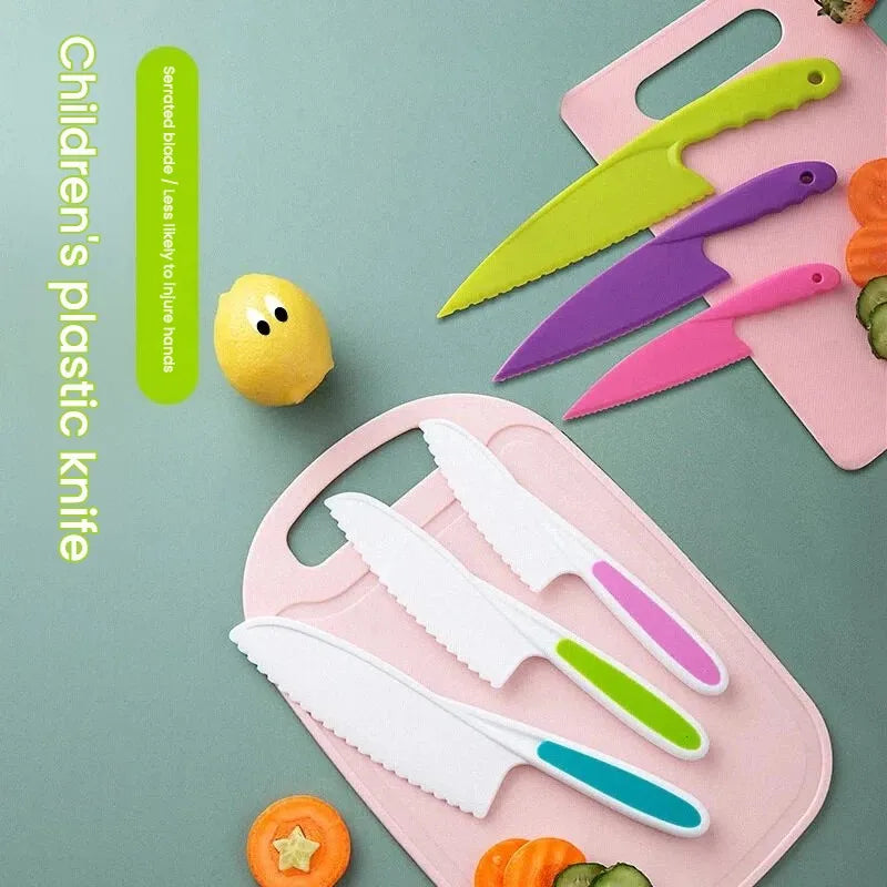 Kids' Plastic Kitchen Knife Set | Safe Serrated Cooking Knives Kids Kitchen Knife Set Axl