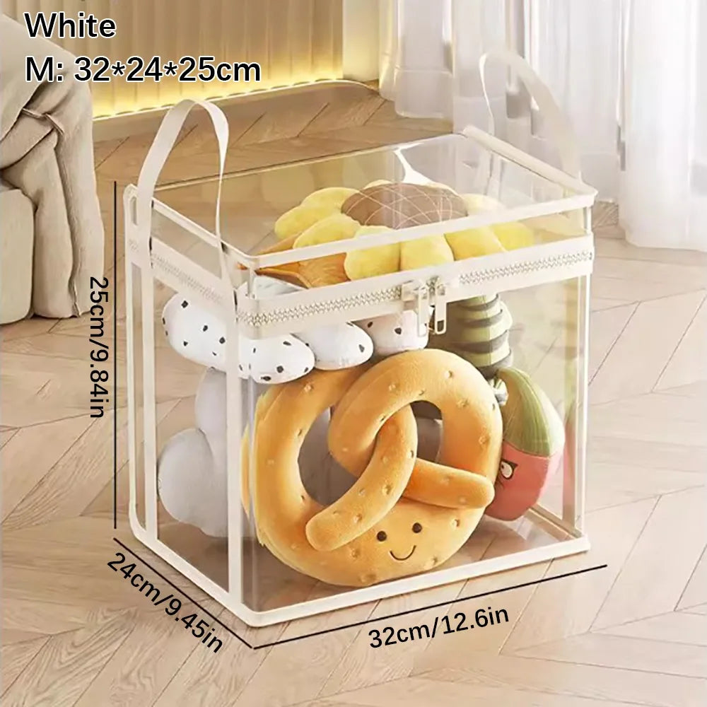 Transparent Doll & Toy Storage Bag – Stackable Dustproof Organizer Toy Storage Organizer Axl White M-32-24-25cm