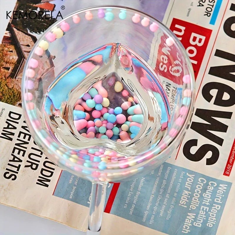 KEMORELA Double Wall Glass Coffee Mug – Colored Balls & Handle Glass Coffee Mug Axl