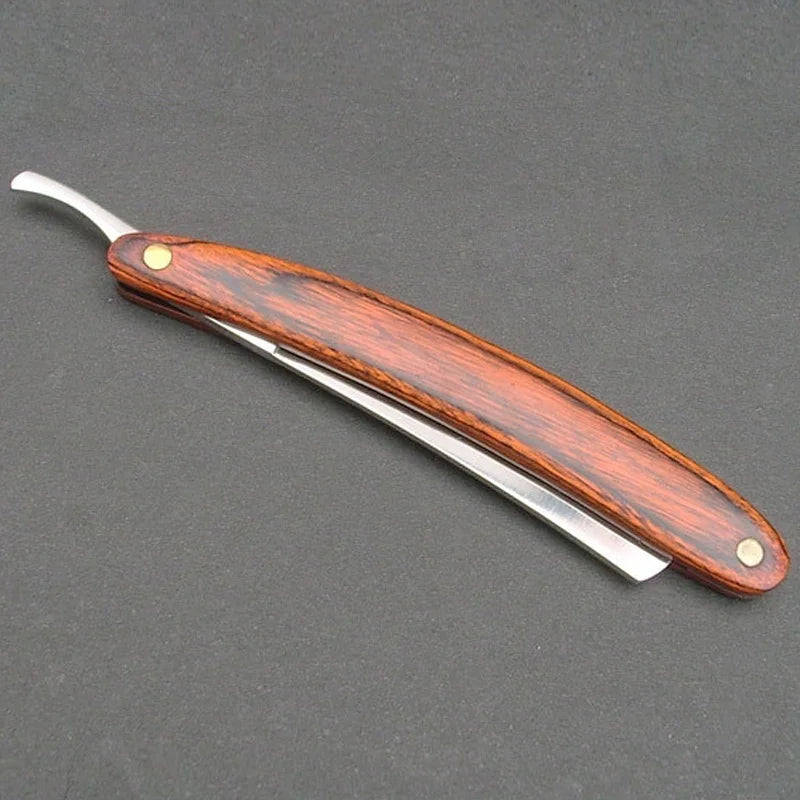 Vintage Folding Straight Razor – Wood Handle Stainless Steel Straight Razor Axl