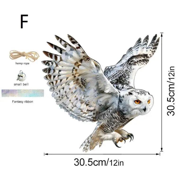 Waterproof Owl Bird Scarer with Reflective Strip & Bells Bird Scarer Decoy Axl F