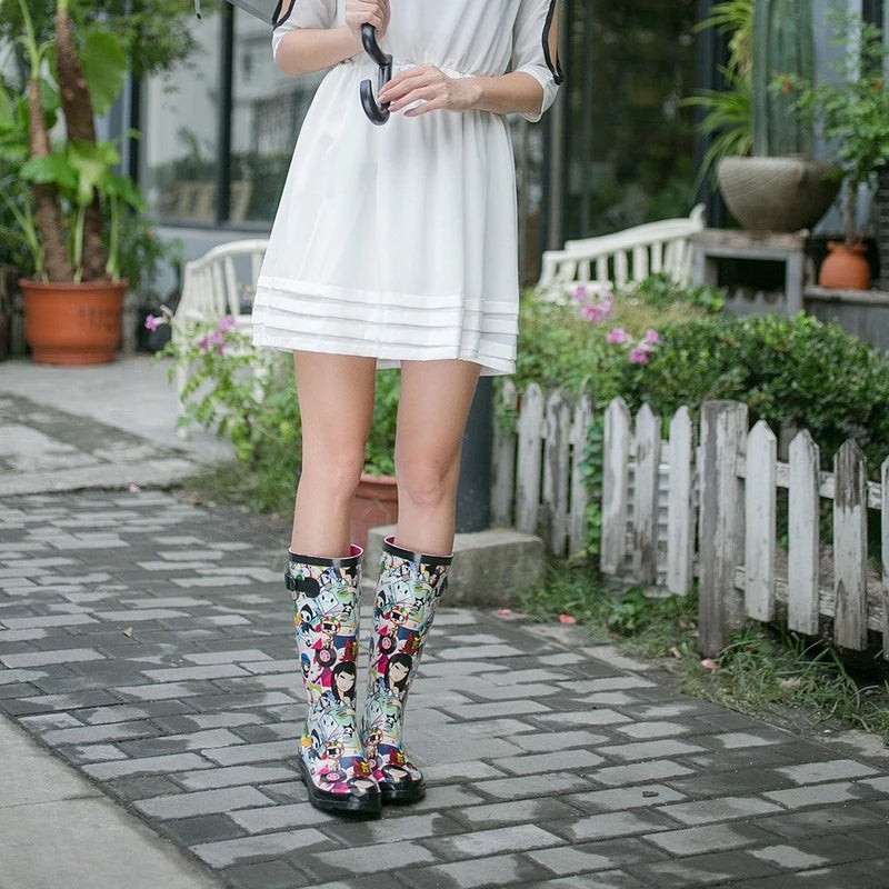 Women's Cartoon Mid-Calf Rain Boots – Non-Slip Waterproof Women's Rain Boots Axl