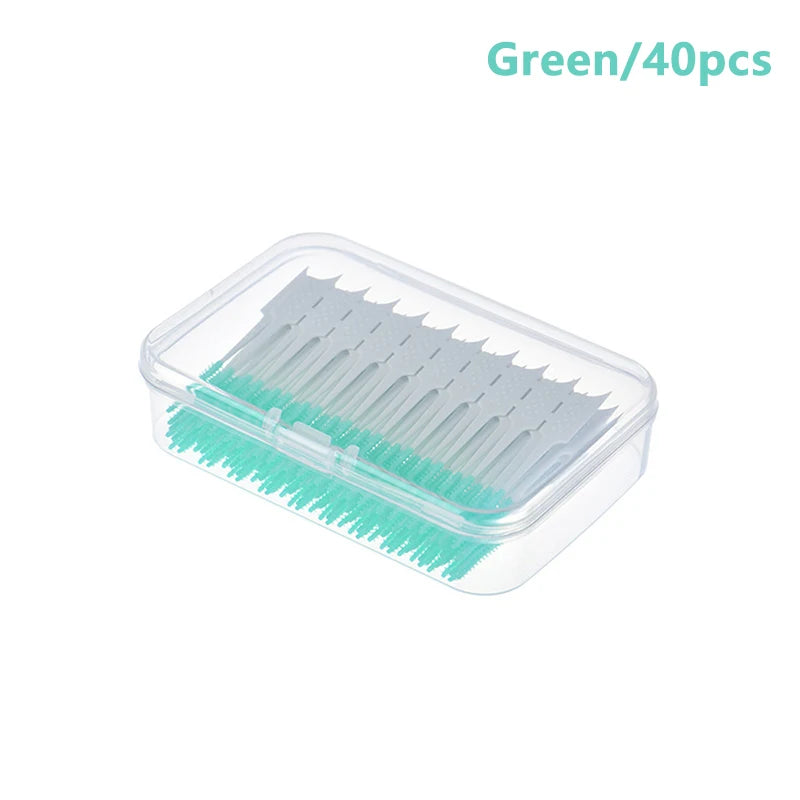 Silicone Interdental Brushes – Soft Teeth Cleaner (20–300 Pcs) Interdental Brush Axl 40PcsGreen