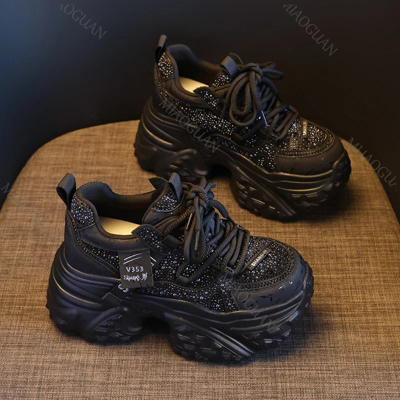 Women's Bling Chunky Platform Sneakers – 8CM High Heel Platform Sneakers Axl