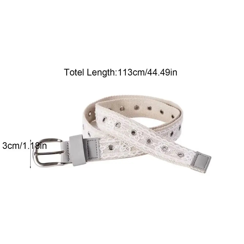 Korean Lace Canvas Waist Belt – Y2K Metal Buckle for Women Lace Waist Belt Axl