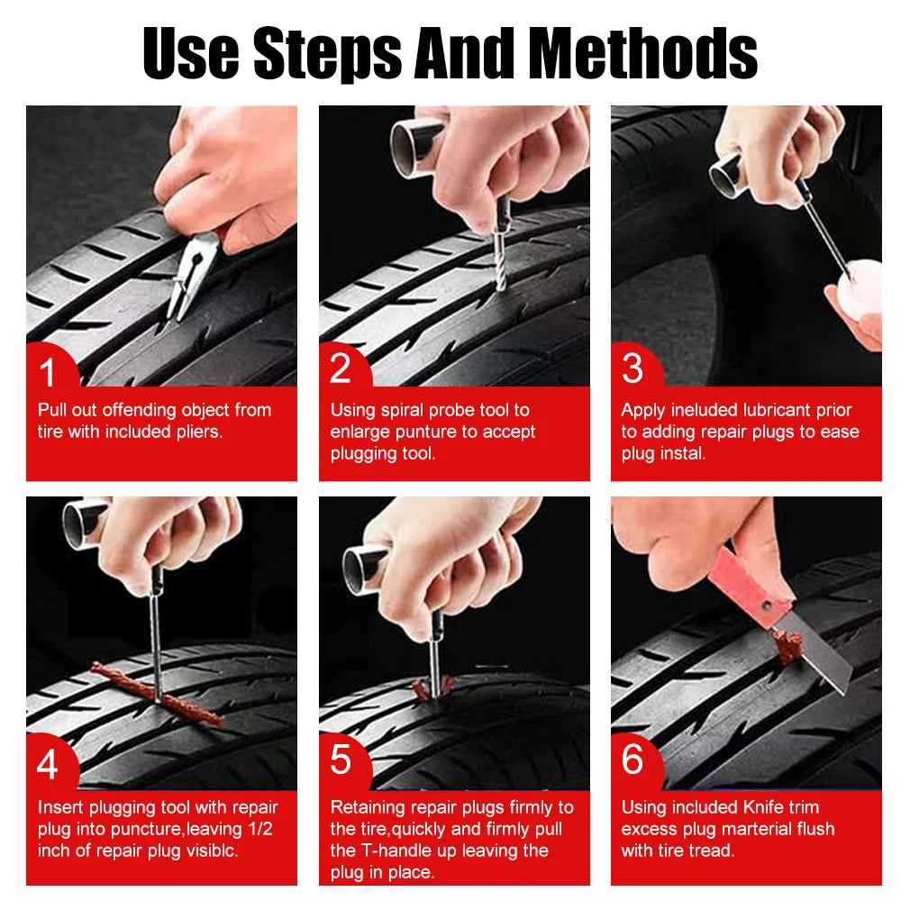 45-Piece Tubeless Tire Repair Kit – Car, Bike & Motorcycle Tire Repair Kit Axl