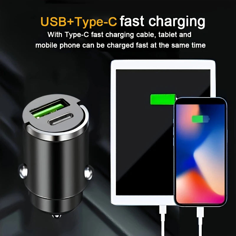 Mini 100W USB-C Car Charger – PD & QC Fast Charging Adapter Car Phone Charger Axl