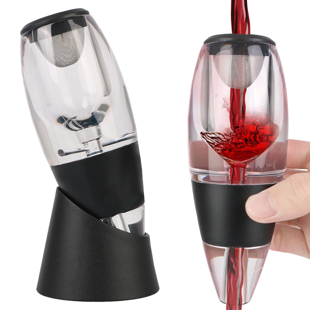 Wine Aerator Decanter Pourer with Filter & Base | Black Wine Aerator Pourer Axl