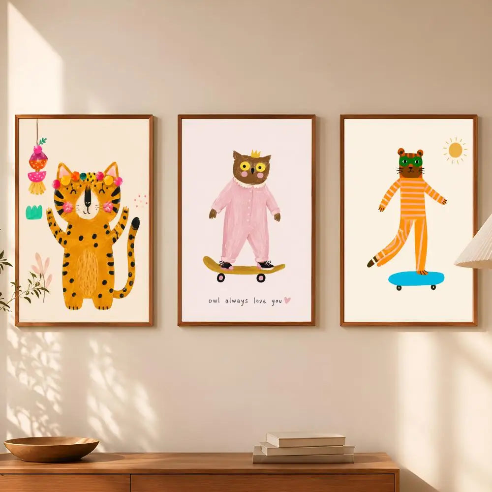 Nordic Animal Print Self-Stick Wall Art Poster | Waterproof Wall Art Poster Axl