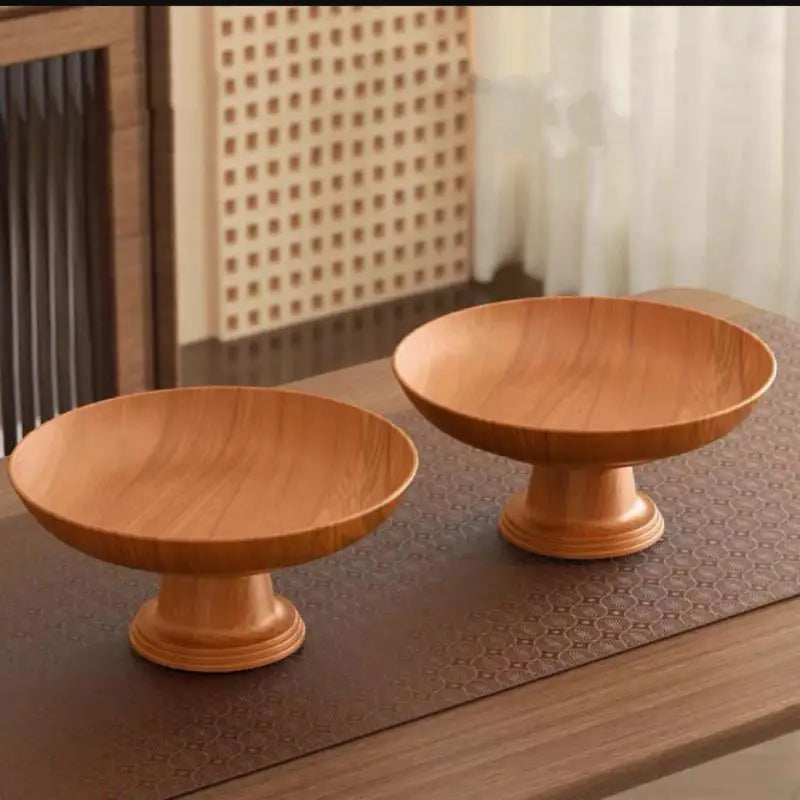 Nordic Wood-Grain Fruit Tray – Detachable Pedestal Snack Plate Fruit Serving Tray Axl