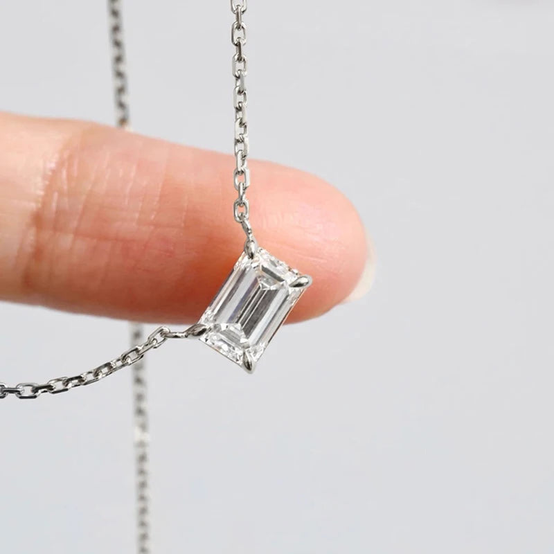 Huitan Geometric Cubic Zirconia Pendant Necklace | Wedding Pendant Necklace Axl XL1269 45cm