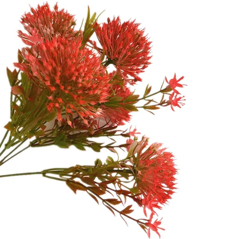 Faux Red Leucospermum Flower Bunch – 5 Heads Artificial Stem Artificial Flower Stem Axl