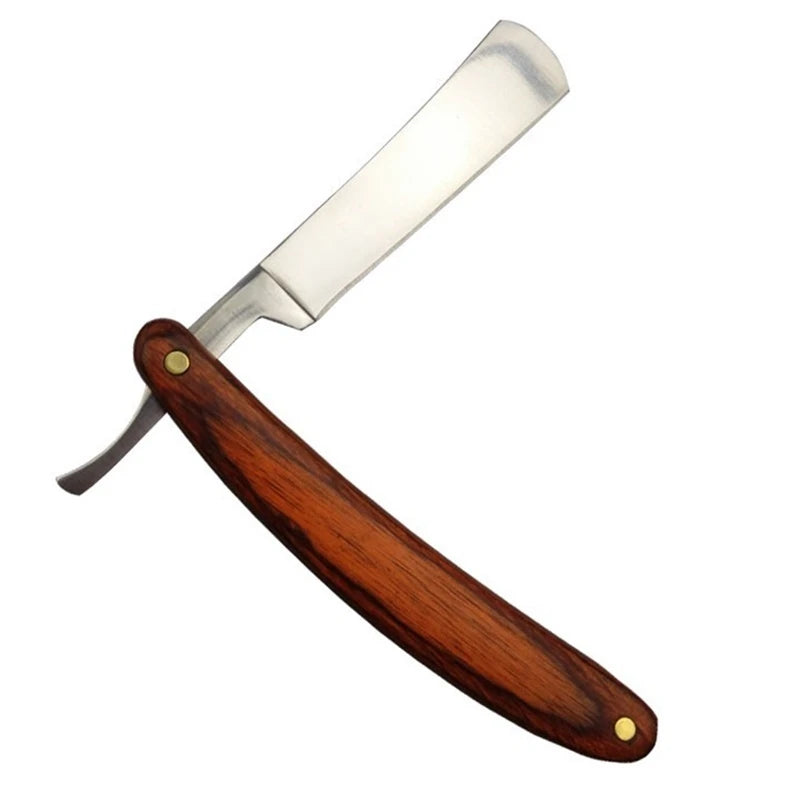 Vintage Folding Straight Razor – Wood Handle Stainless Steel Straight Razor Axl Default Title