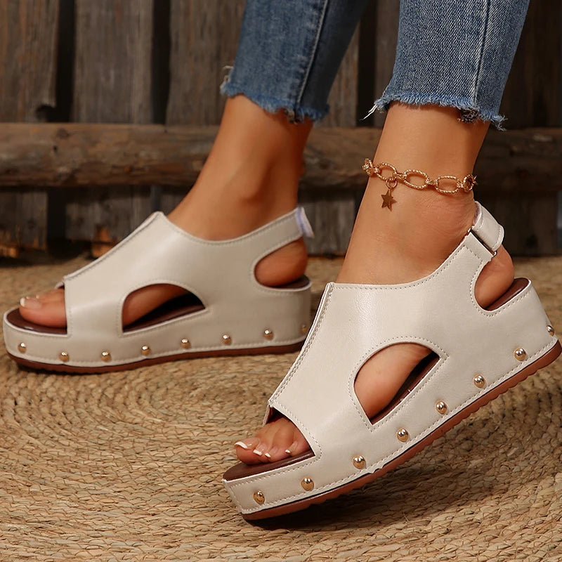 HAJINK Women's Platform Wedge Sandals – Summer Buckle Strap Platform Wedge Sandals Axl