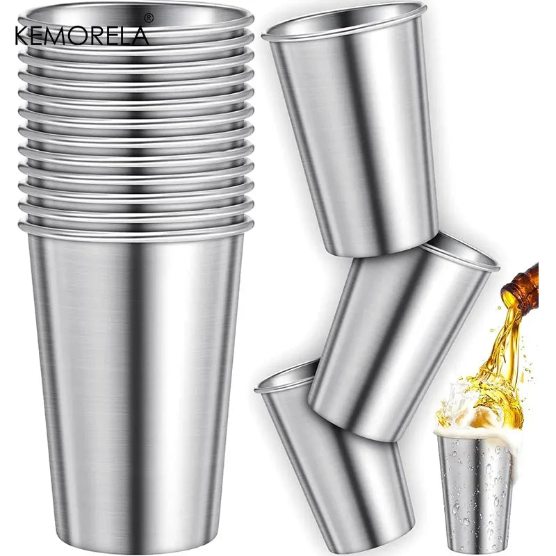 4-Pack Stainless Steel Pint Cups 500ml – Stackable Tumblers Metal Tumbler Set Axl