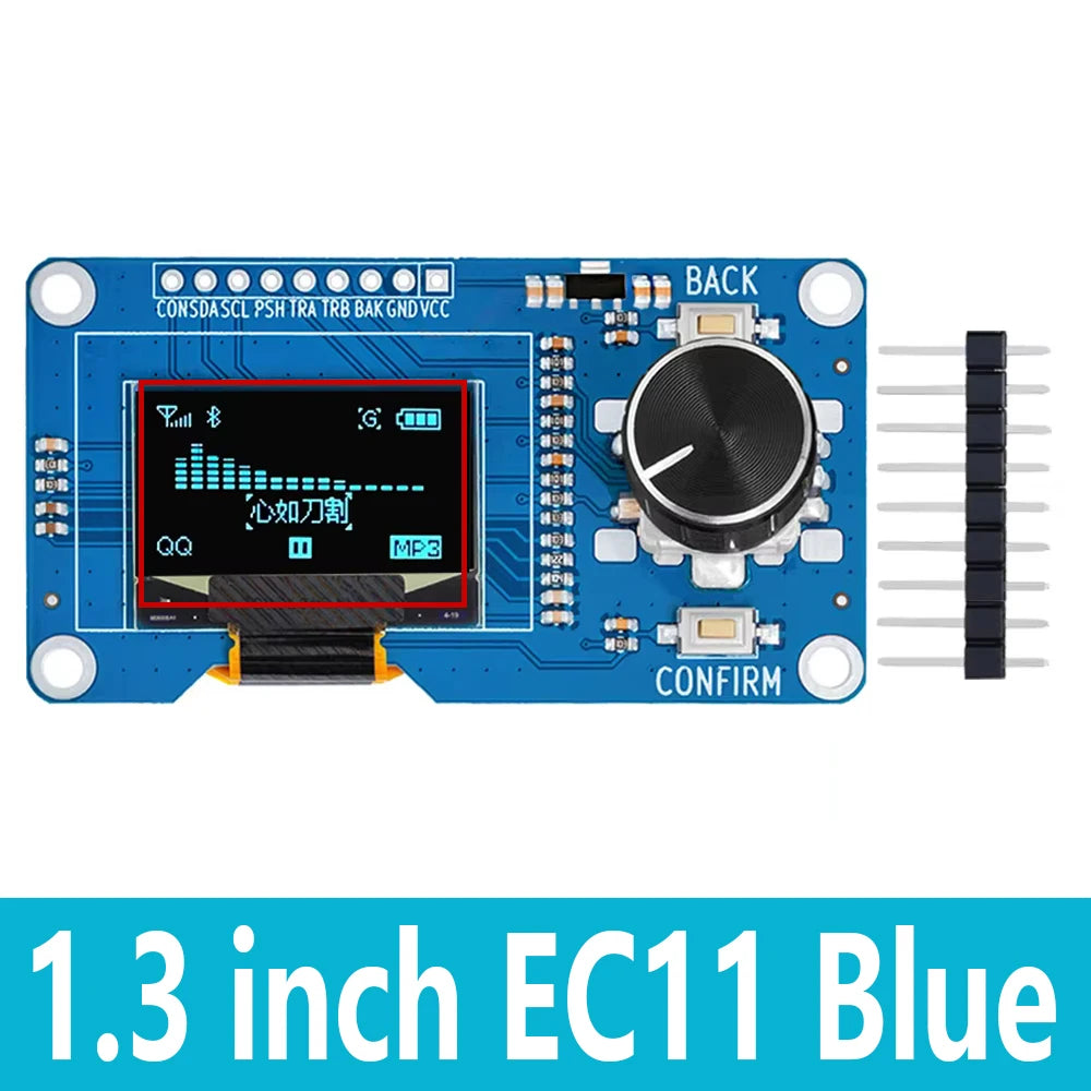 OLED Display 0.96/1.3" + EC11 Rotary Encoder Module for Arduino OLED Display Module Axl 1.3 inch Blue